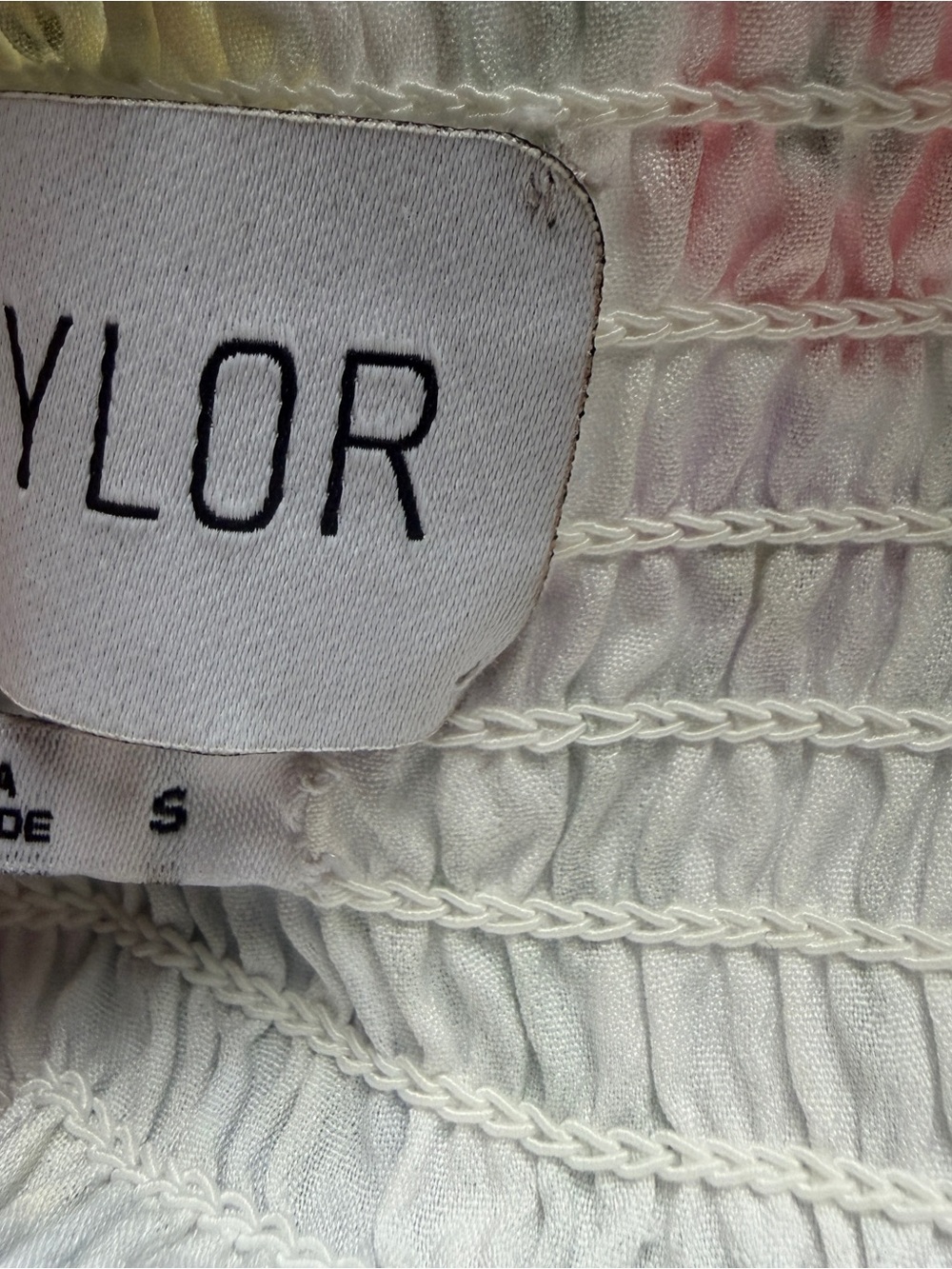 SAYLOR Floral Smocked Tiered Dress White Pink & Yellow Floral Ruffle Small - Picture 14 of 14